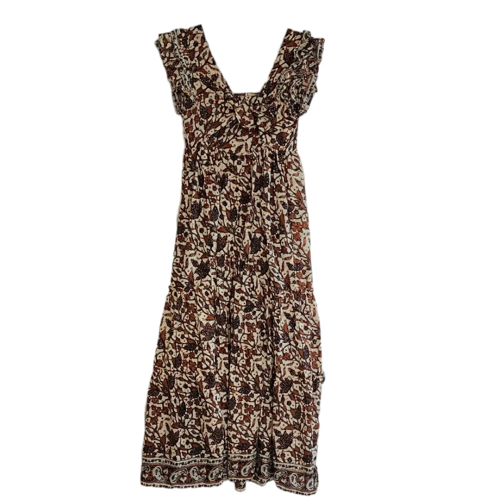 House of Harlow 1960 Nicole Richie Cut Out Tiered Maxi Dress XS Mable brown - Picture 8 of 11